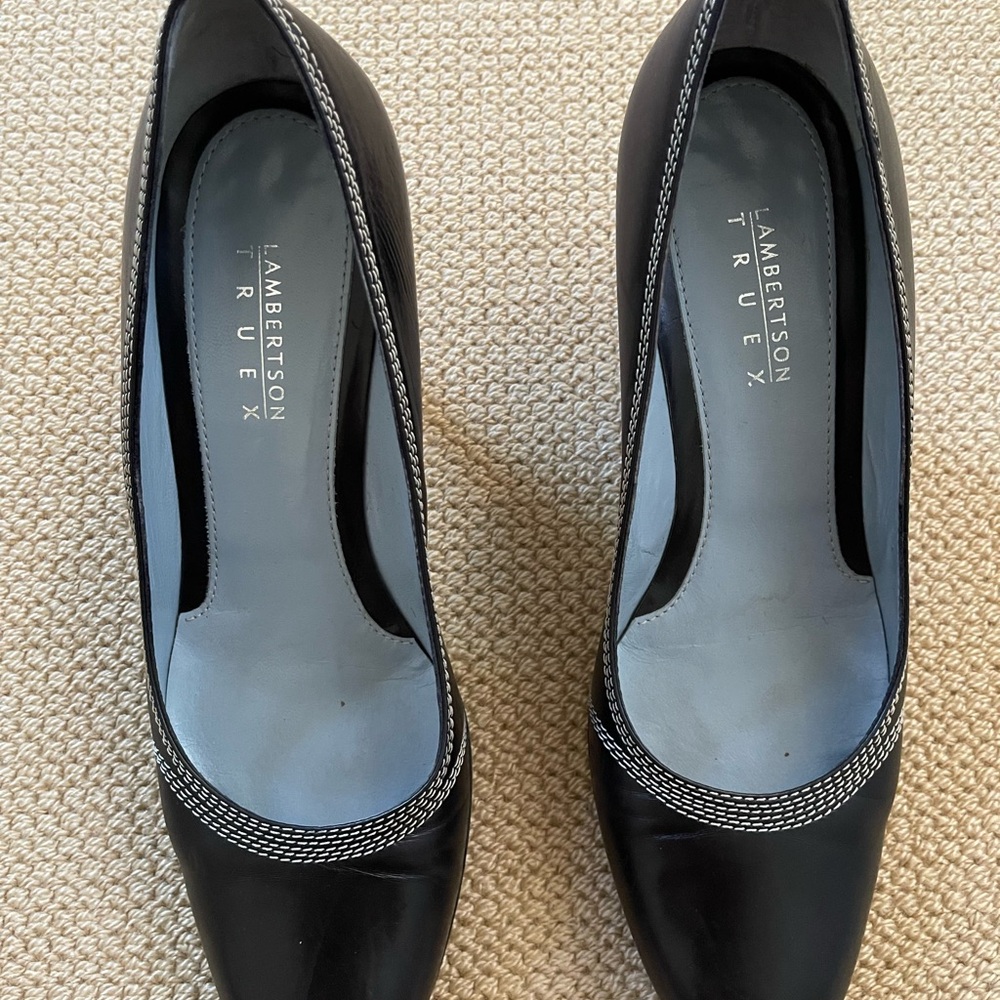 Lambertson Truex Black Leather Heels – Size 38 (US 7.5-8)
